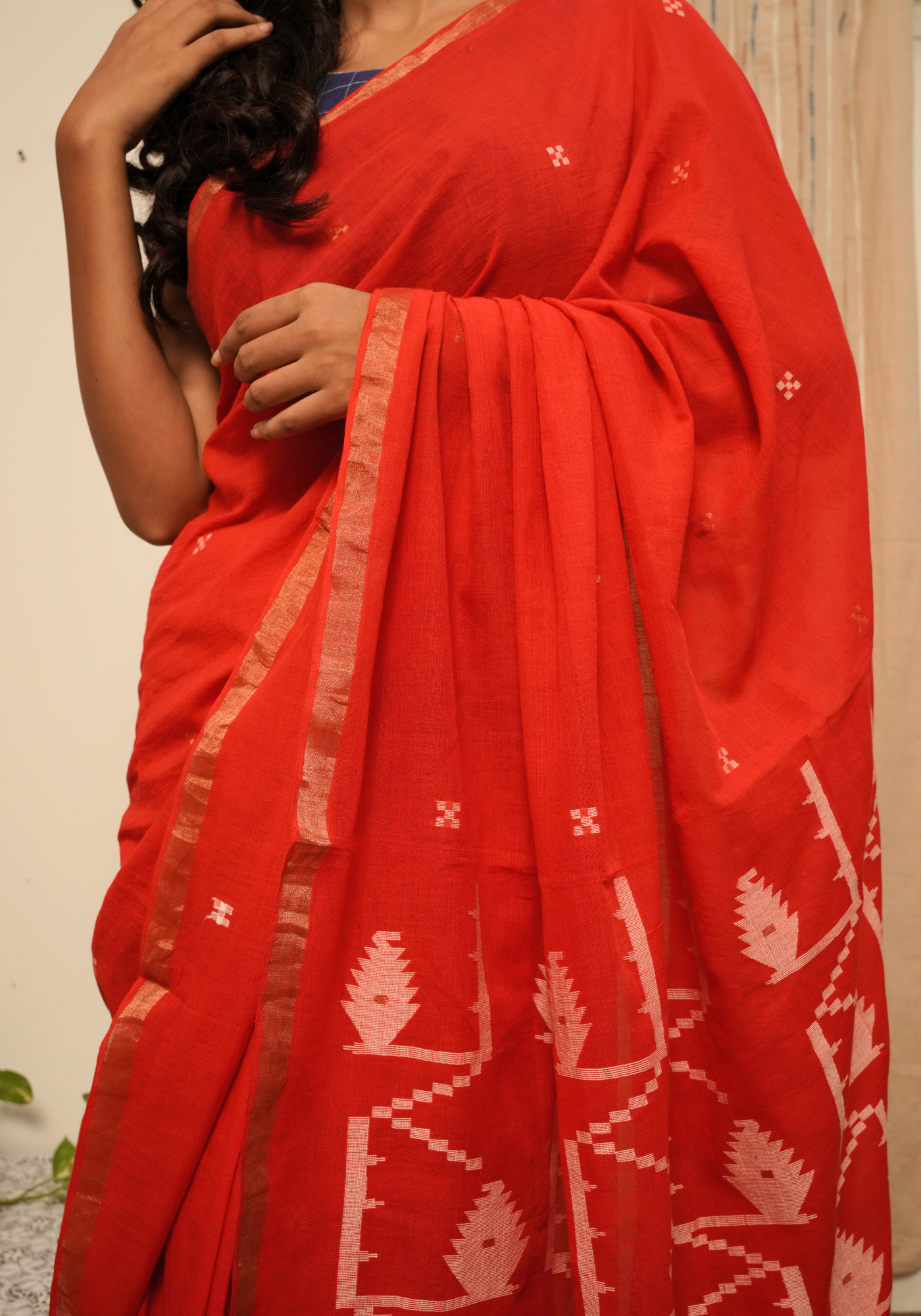 TUKTUKEY LAAL PUJOR JAMDANI SAREE