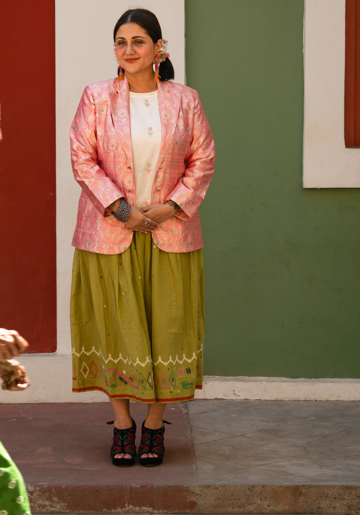 BANANA LEAF JAMDANI MIDI SKIRT