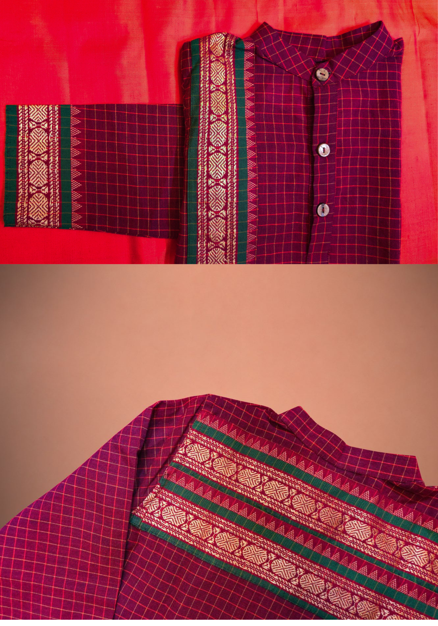 MAROON CHETTINAD COTTON KURTA