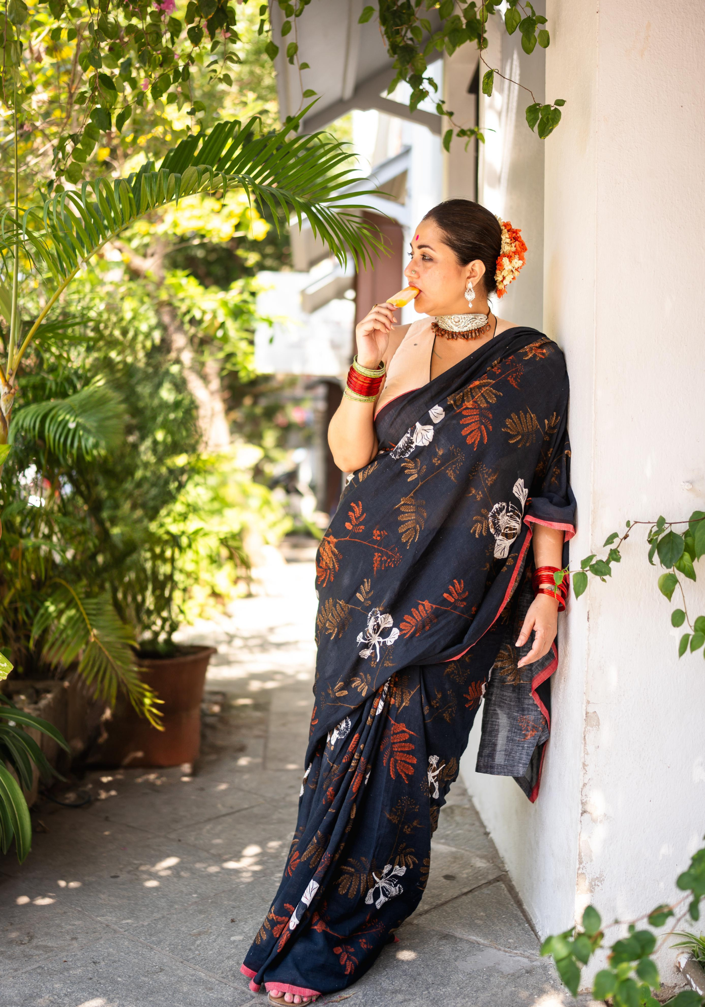 BLACK GULMOHAR SAREE