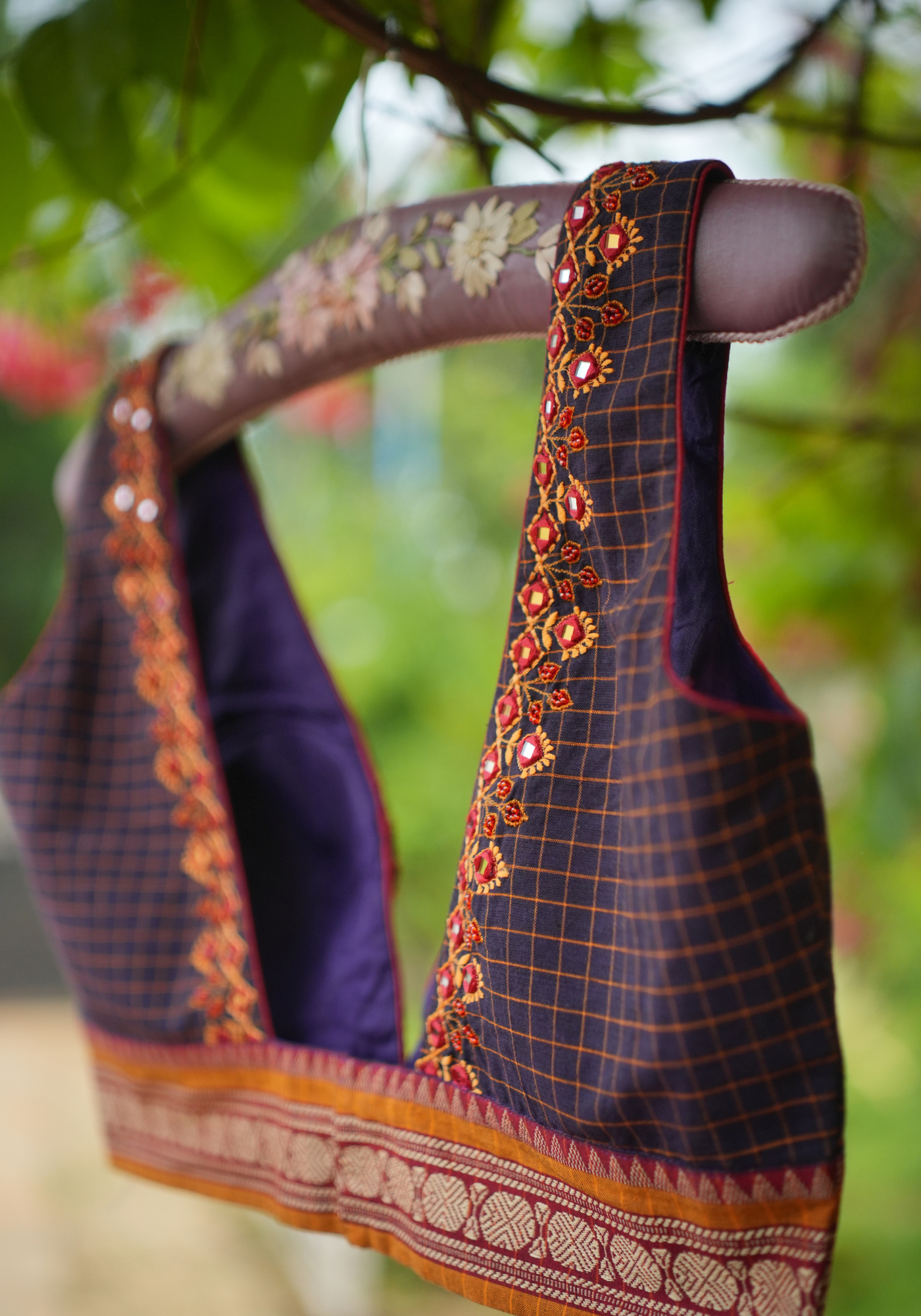 DIVYA PURPLE CHECKS BLOUSE