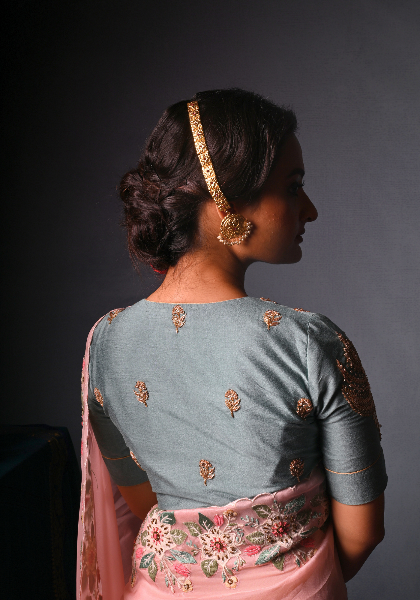 GREYISH GREEN CHANDRAKALA BLOUSE