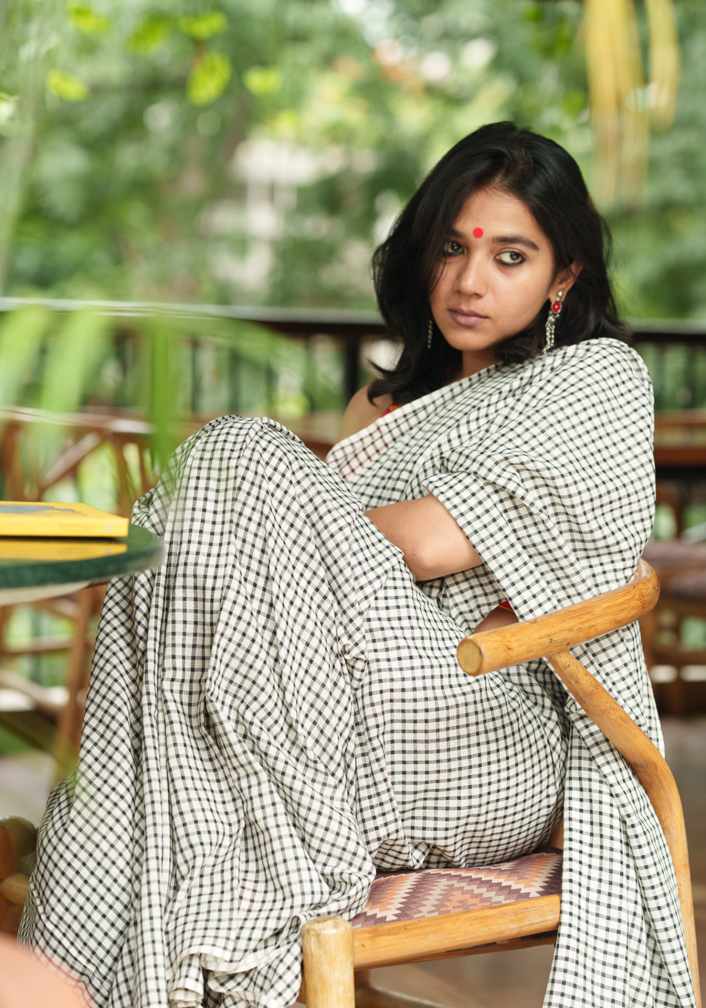 SHADA KALO CHECK SAREE