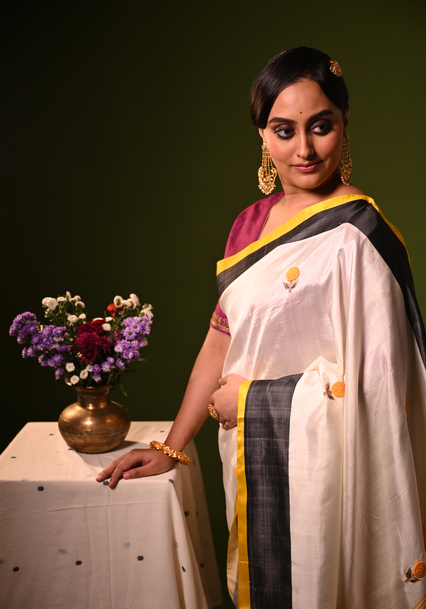 MARIGOLD EMBROIDERED GOROD SAREE