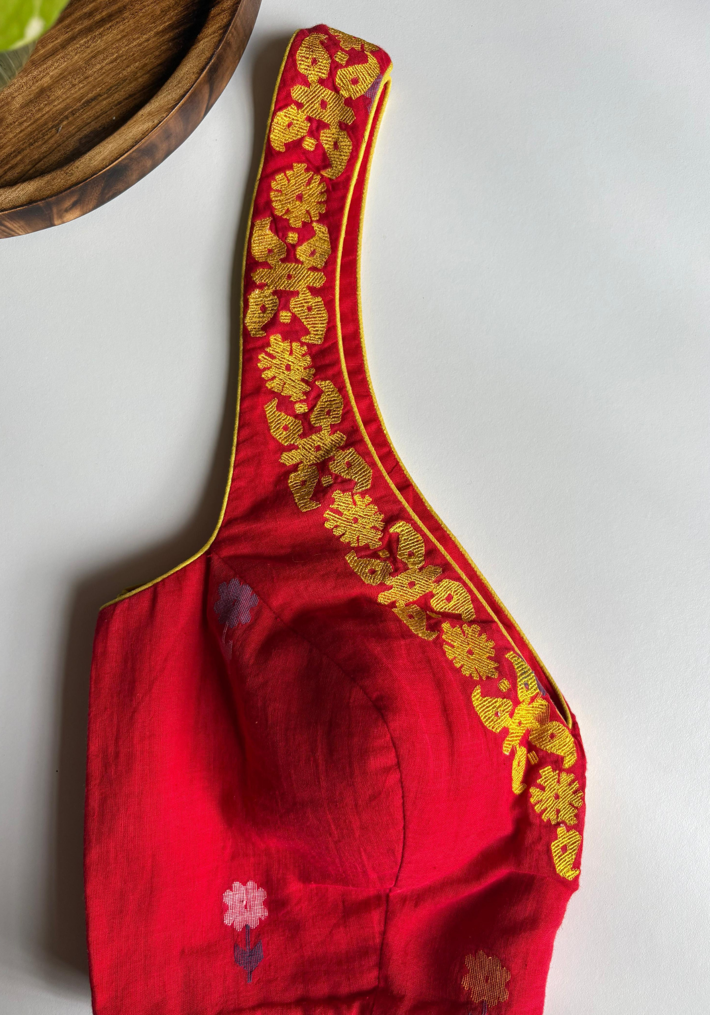 RED RITWIKA JAMDANI HALTER BLOUSE