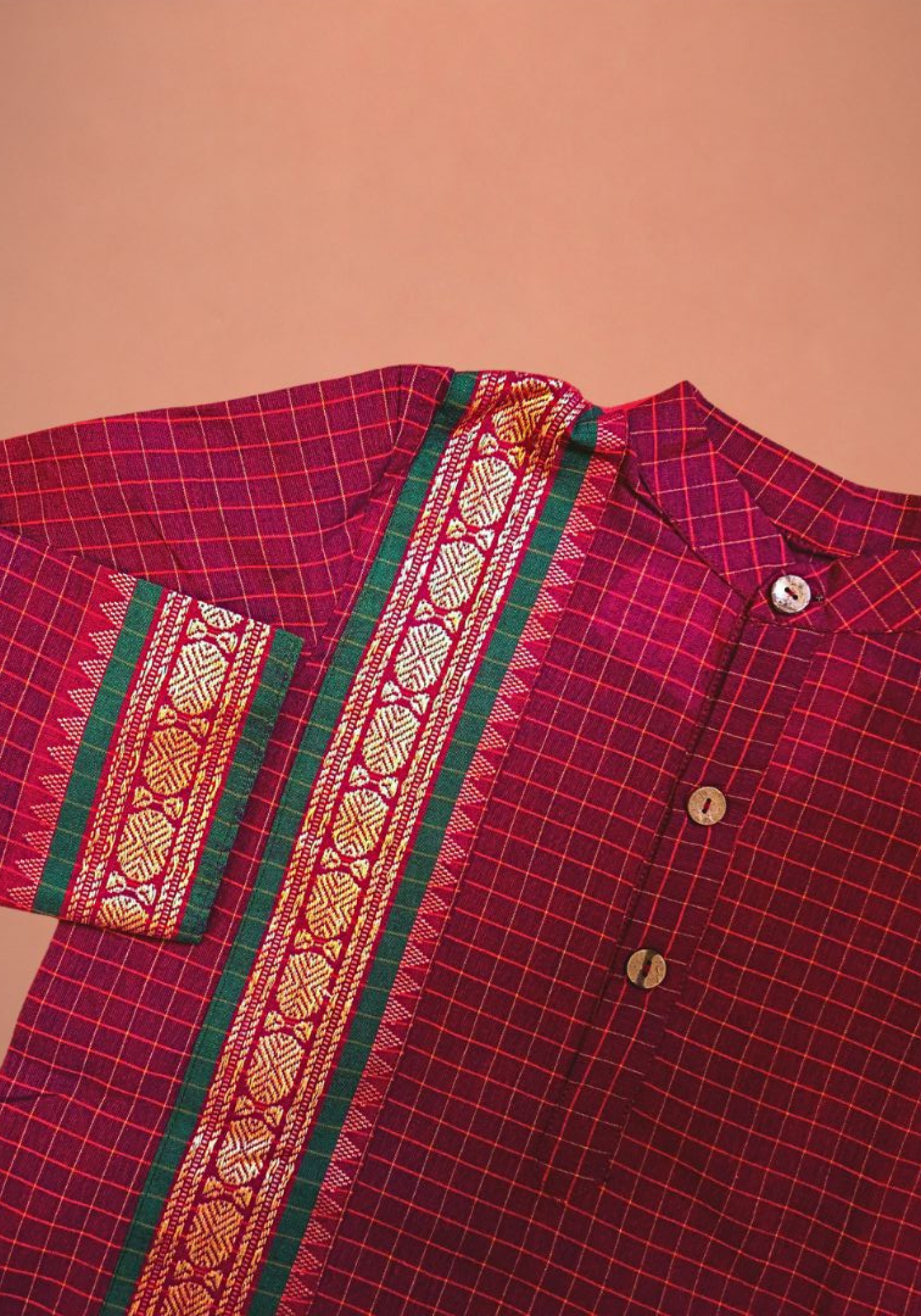 MAROON CHETTINAD COTTON KURTA
