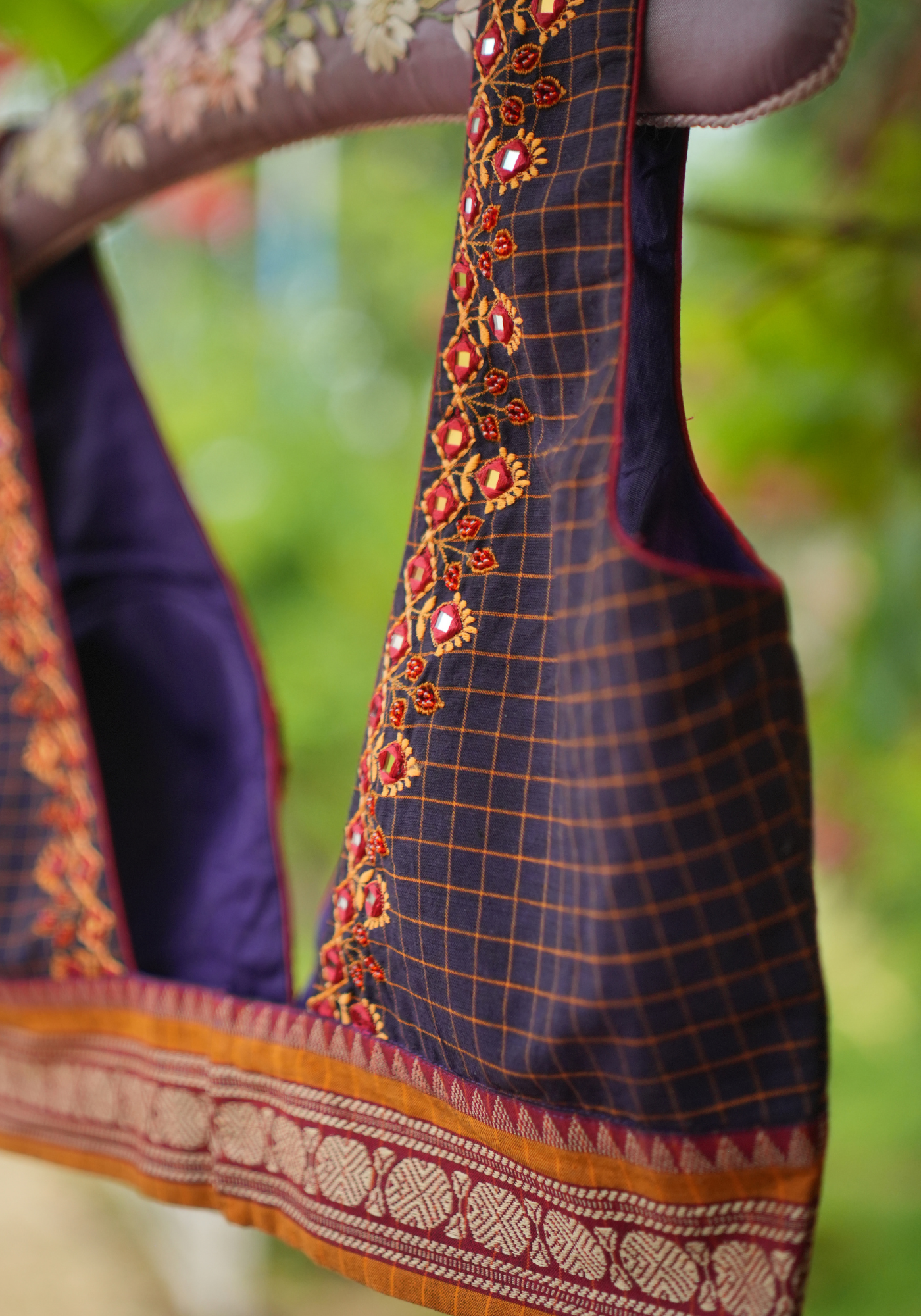 DIVYA PURPLE CHECKS BLOUSE