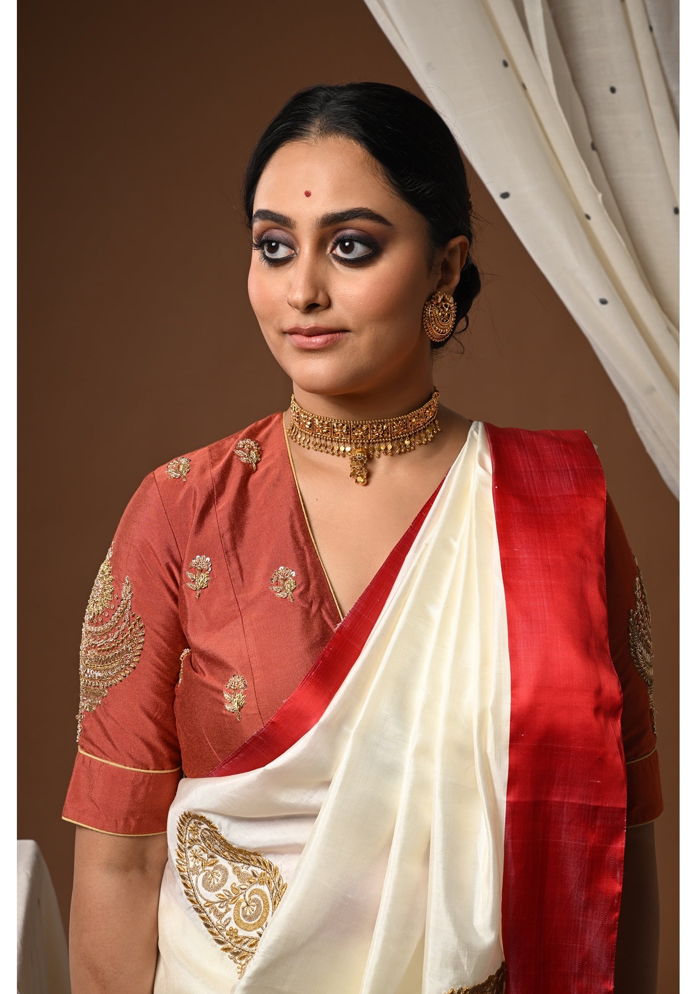 CHANDRAKALA BROWN BLOUSE