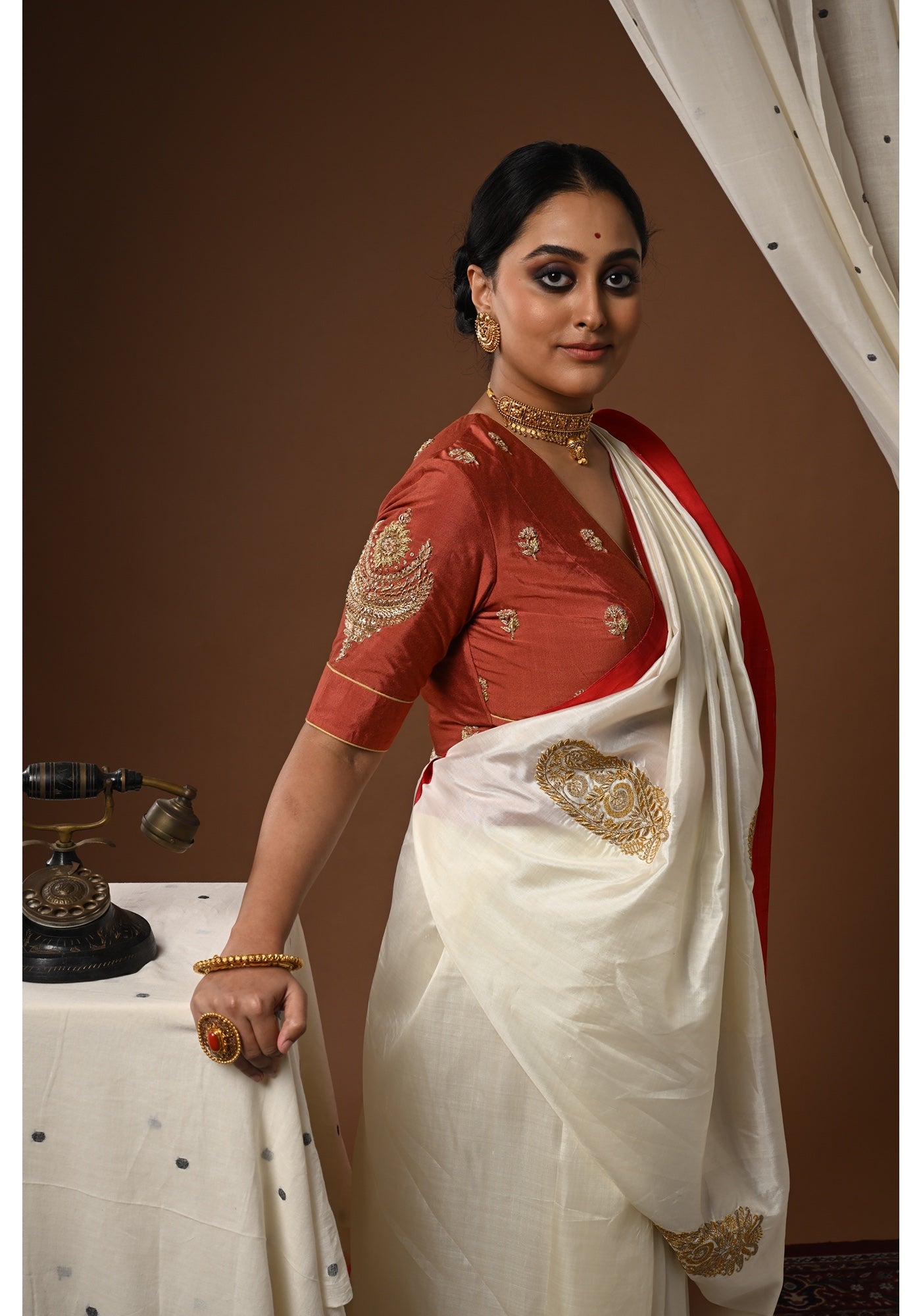 CHANDRAKALA BROWN BLOUSE