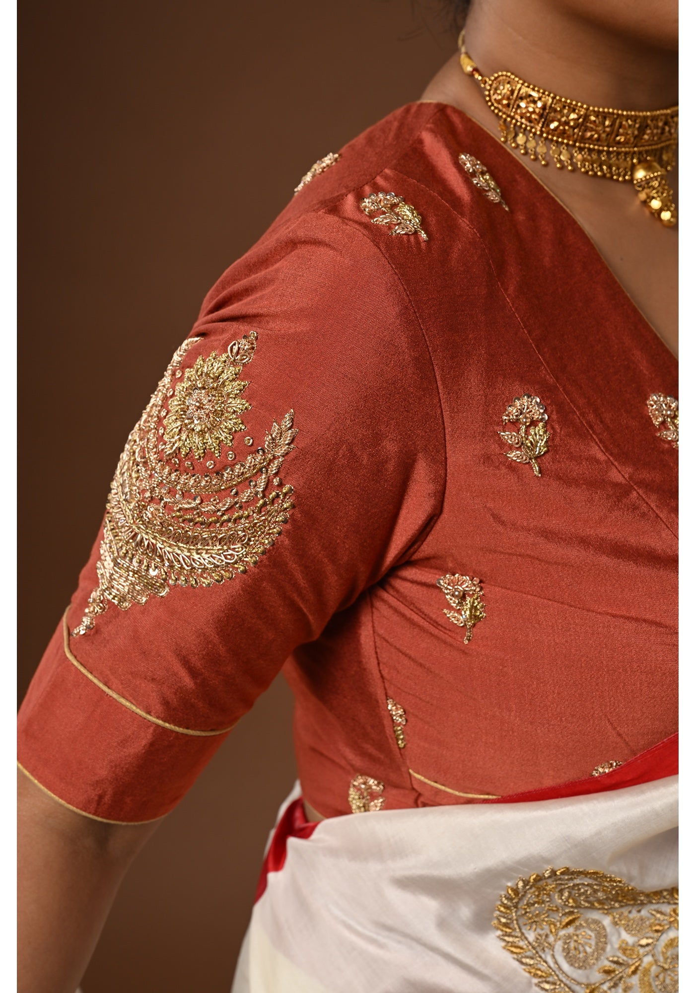 CHANDRAKALA BROWN BLOUSE