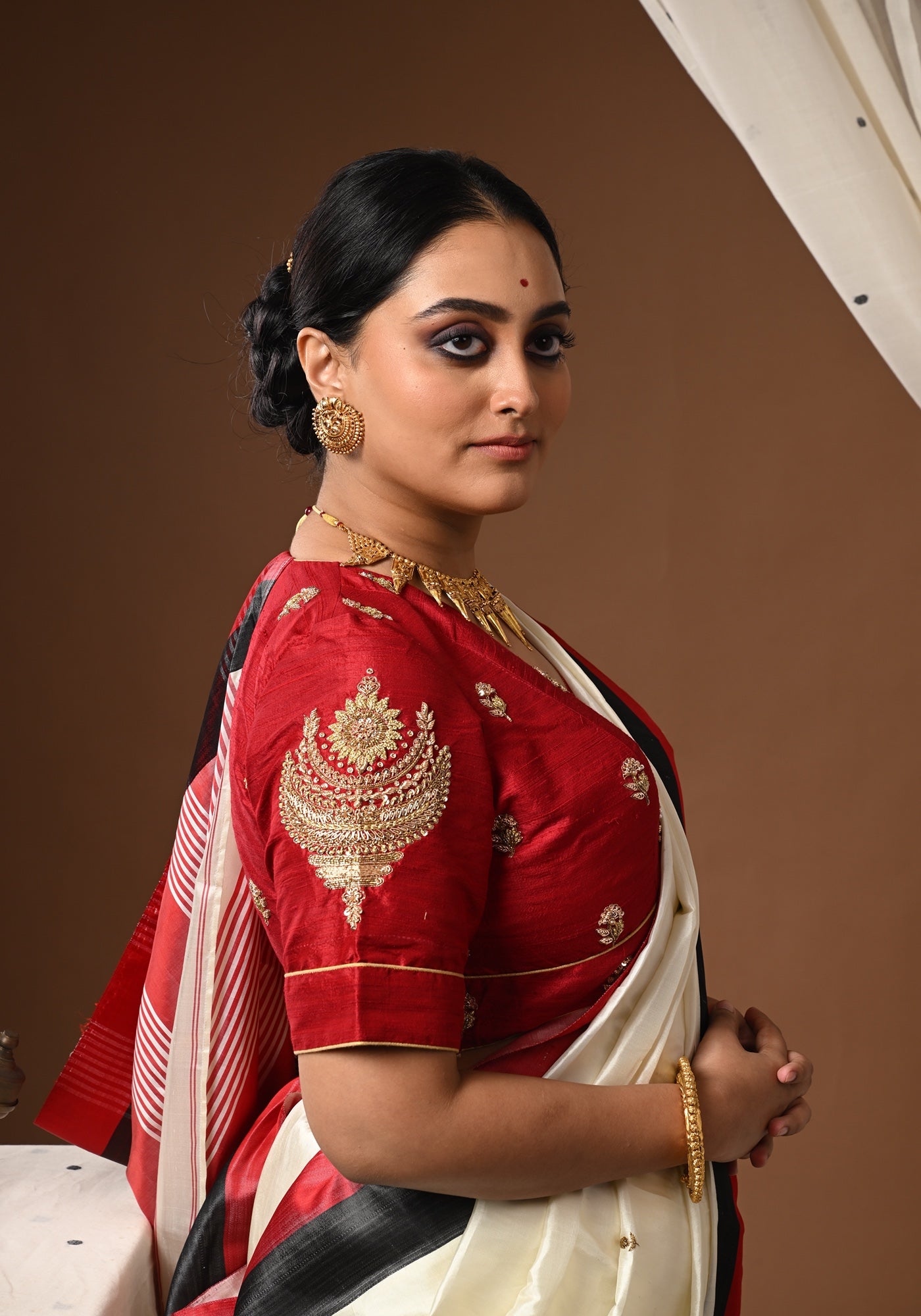 CHANDRAKALA DARK RED BLOUSE
