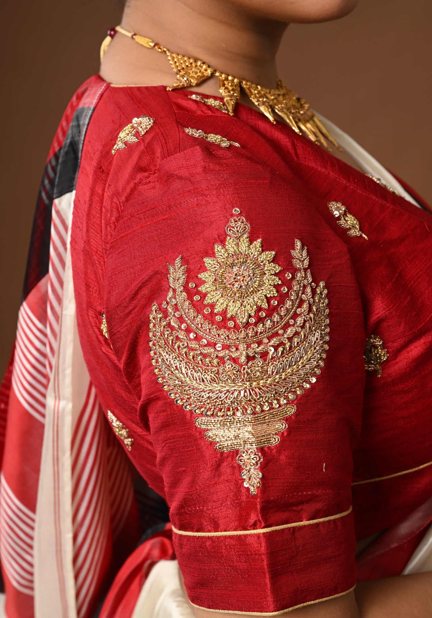 CHANDRAKALA DARK RED BLOUSE