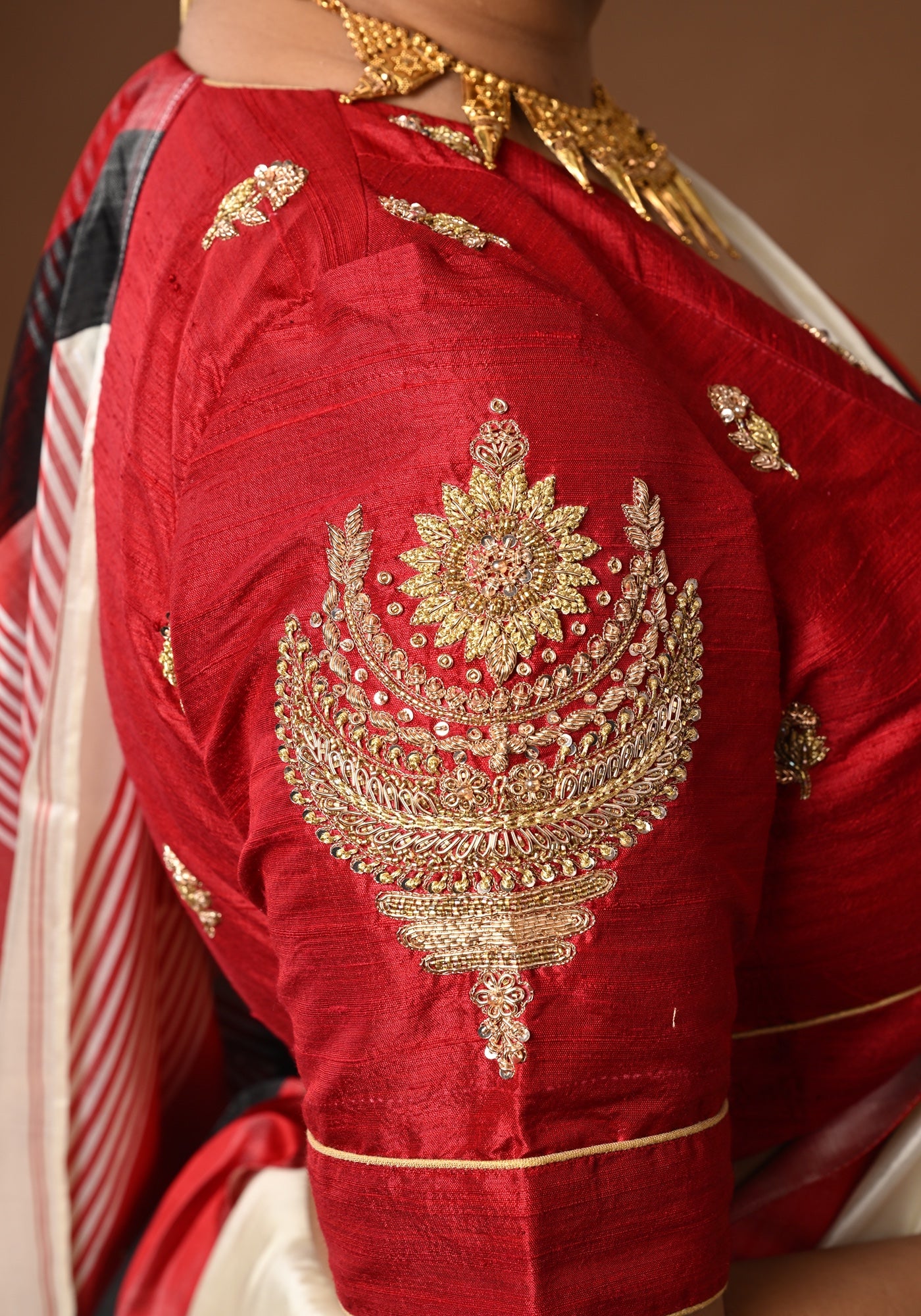 CHANDRAKALA DARK RED BLOUSE