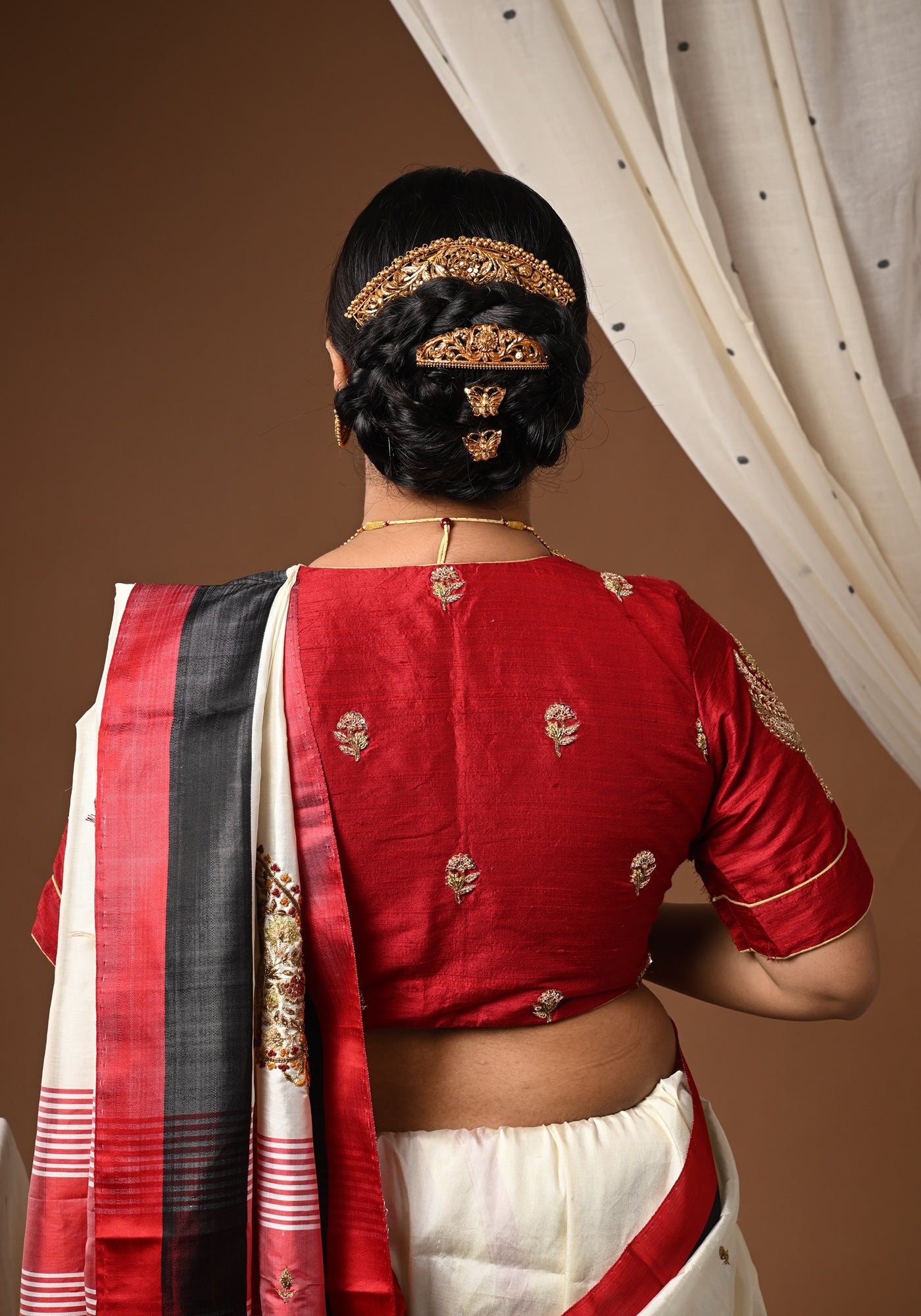 CHANDRAKALA DARK RED BLOUSE