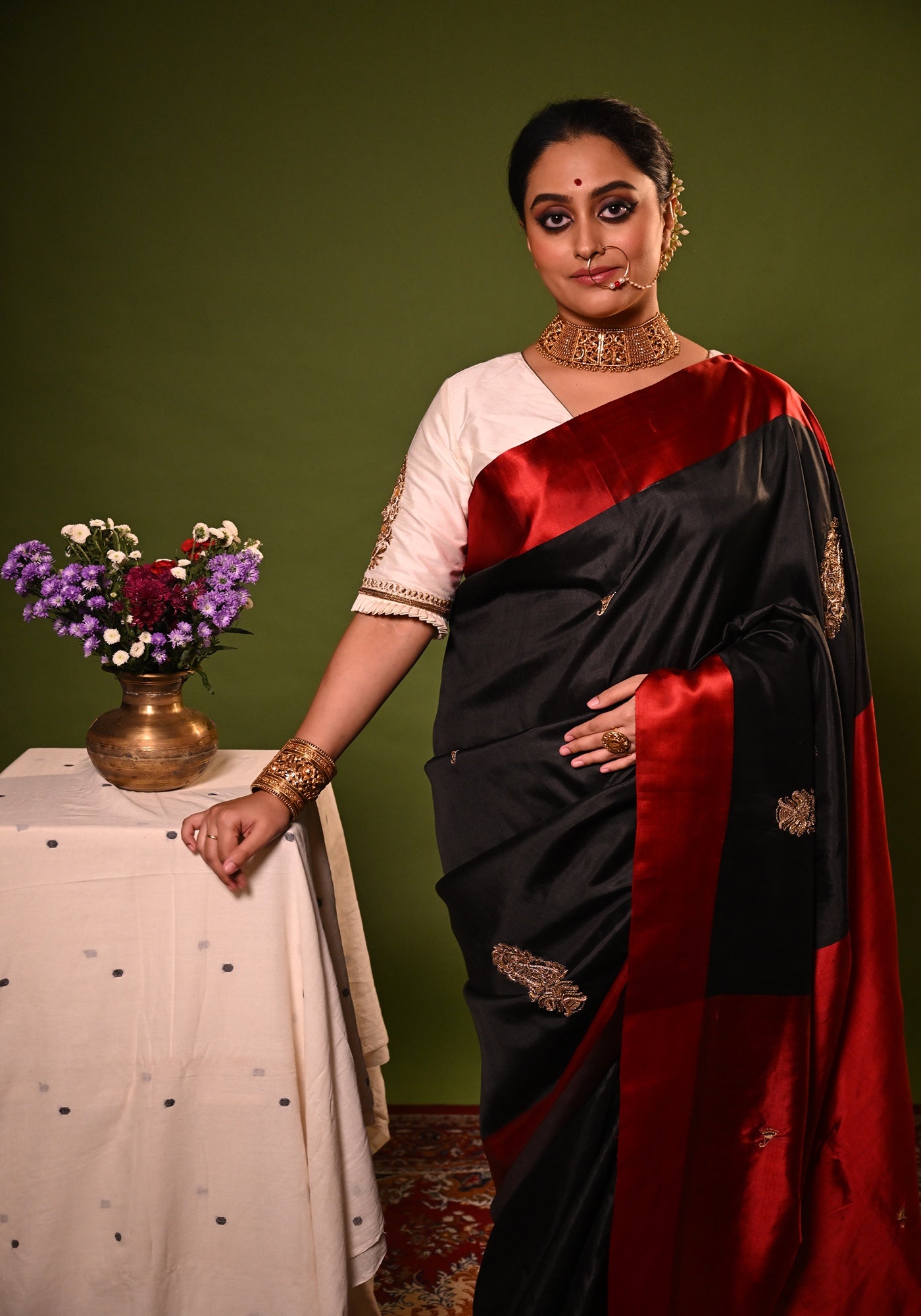 BLACK KOLKA SHANAI GOROD SAREE