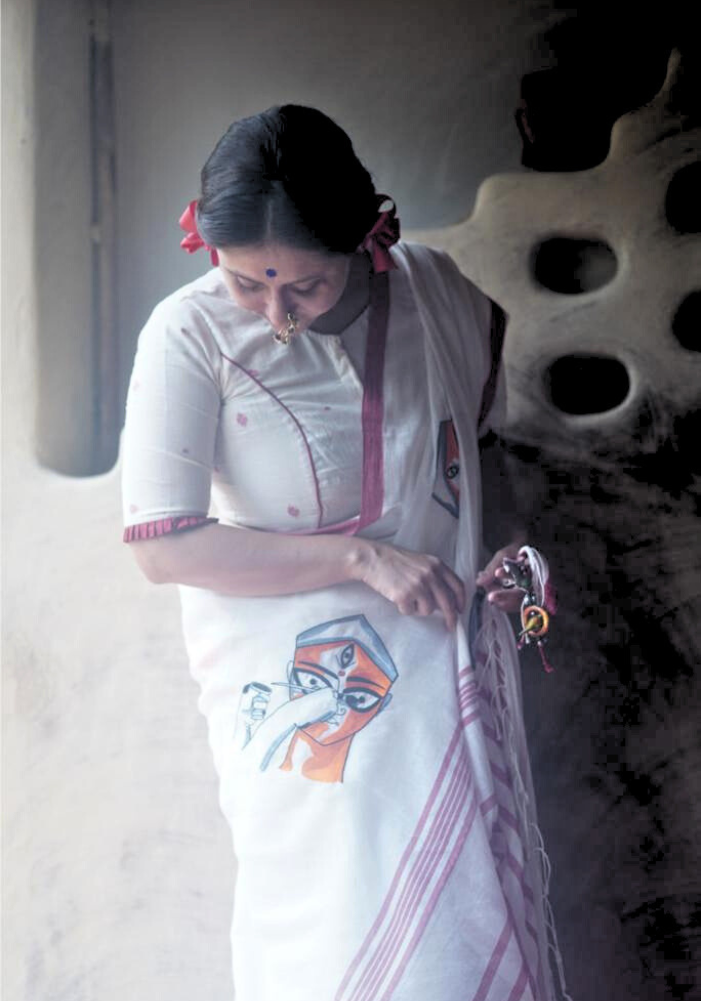 HANDWOVEN JAMDANI DURGA FACE (SAREE)