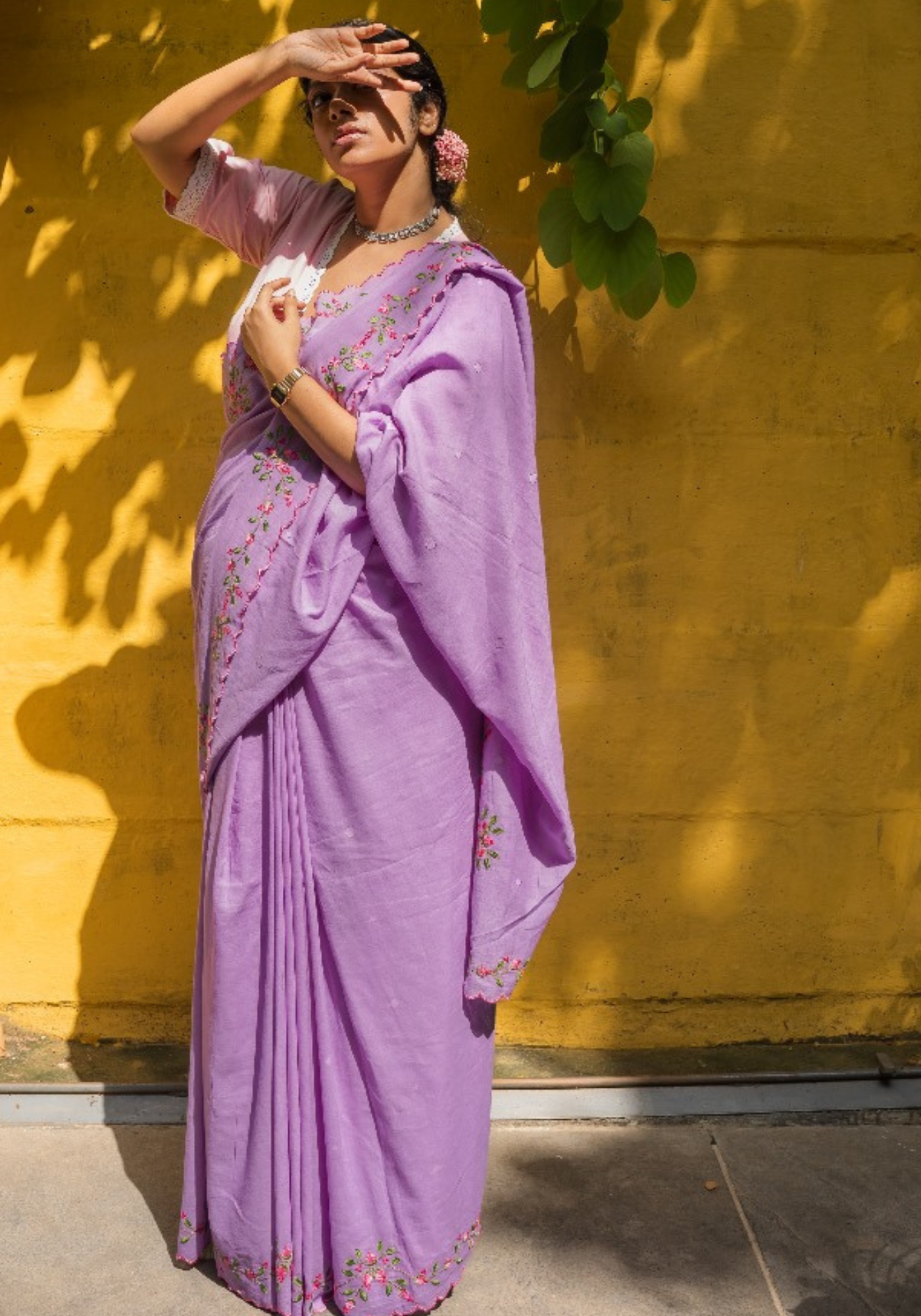 LAVENDER ROSE BUD RUMAL SAREE