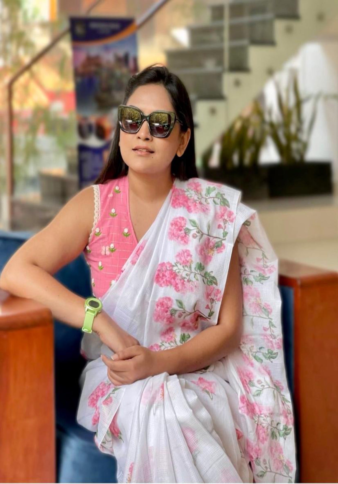 PEACH BUTTERFLY BEL PHOOL (SLEEVELESS)