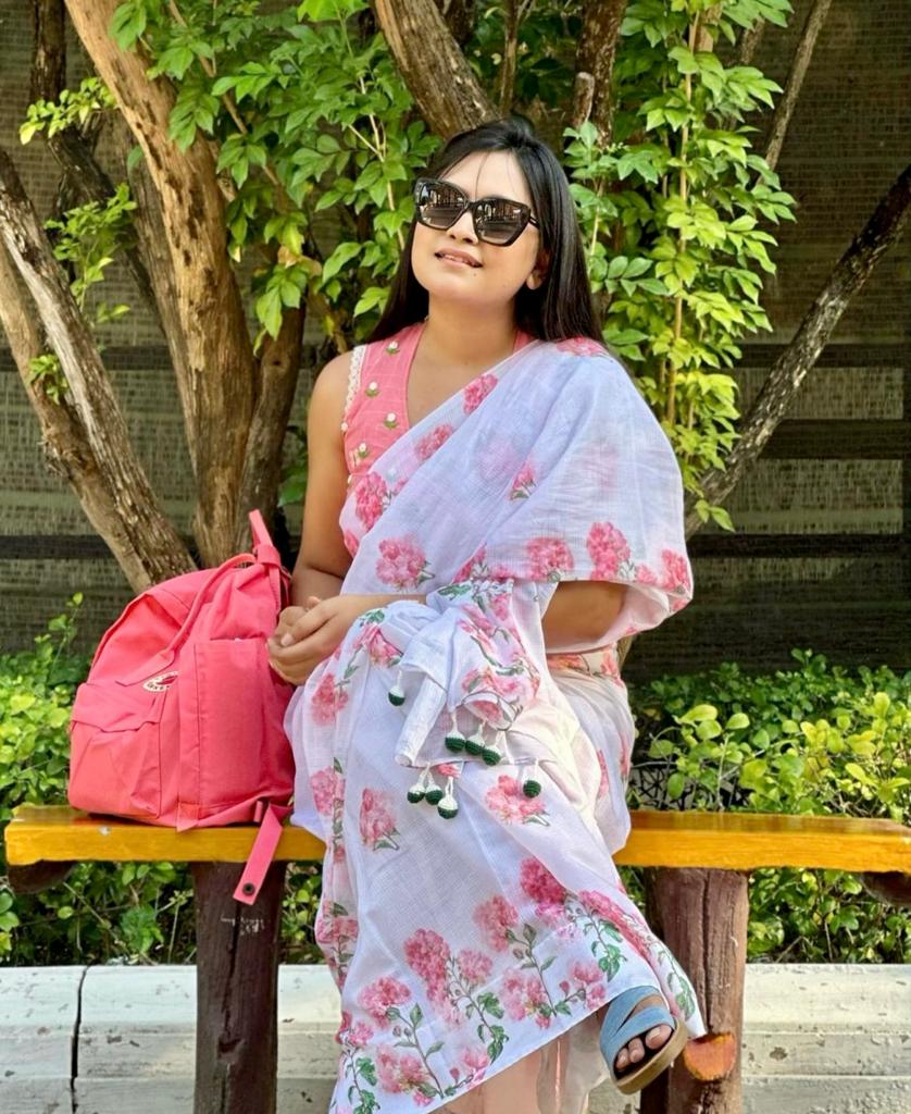 PEACH BUTTERFLY BEL PHOOL (SLEEVELESS)