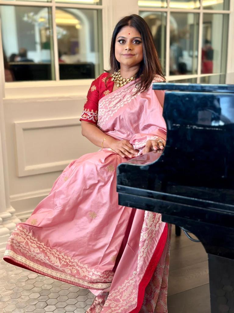BLUSH PINK JAMDANI KAAJ (SAREE)