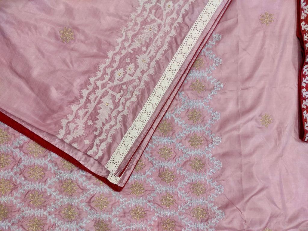 BLUSH PINK JAMDANI KAAJ (SAREE)