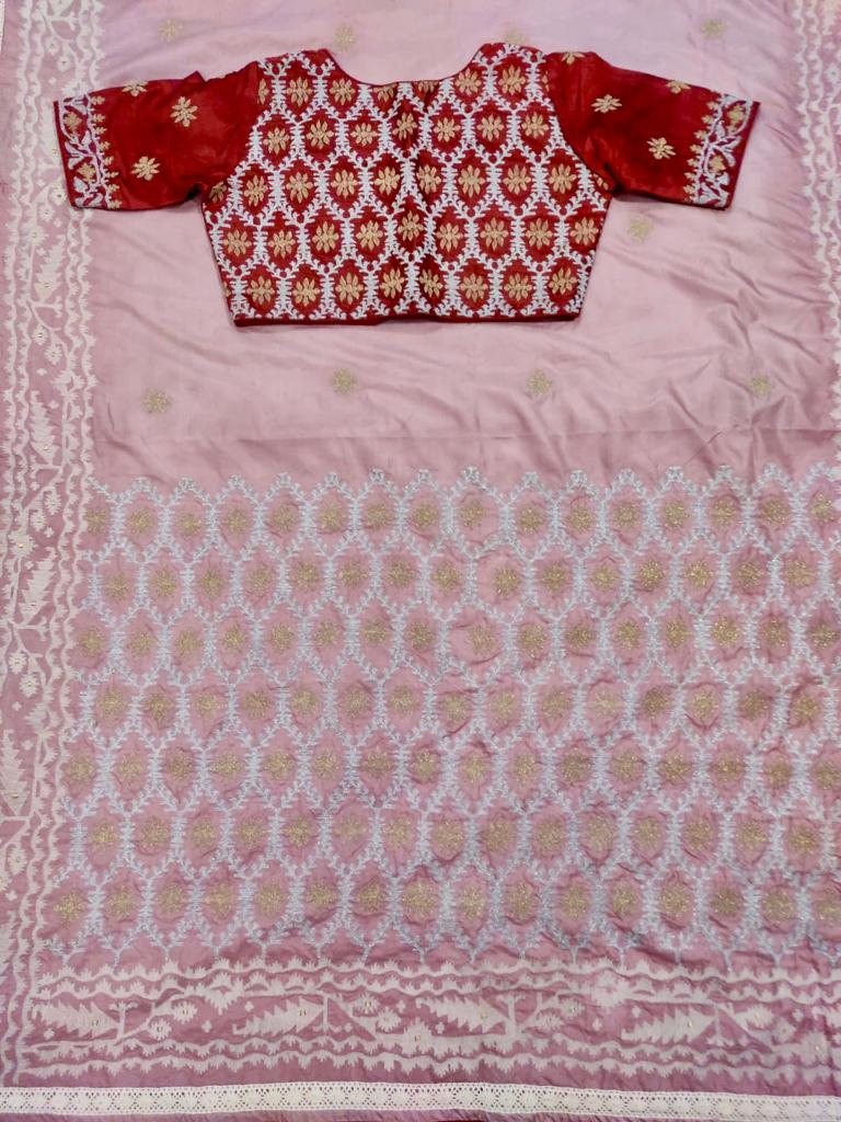 BLUSH PINK JAMDANI KAAJ (SAREE)