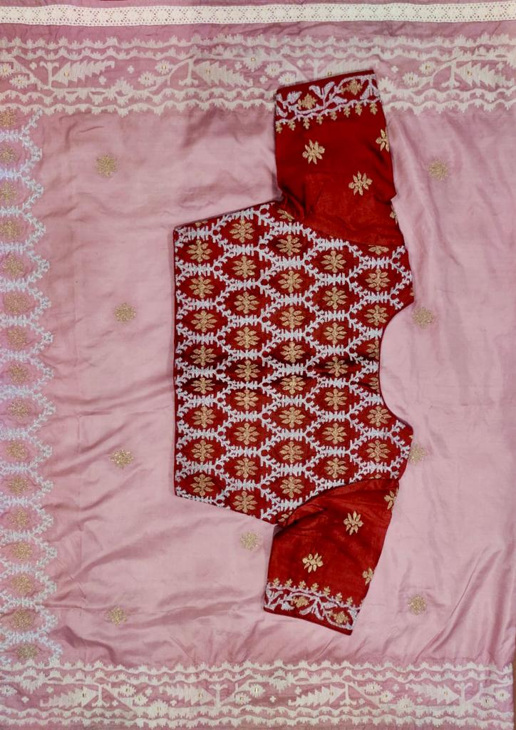 BLUSH PINK JAMDANI KAAJ (SAREE)