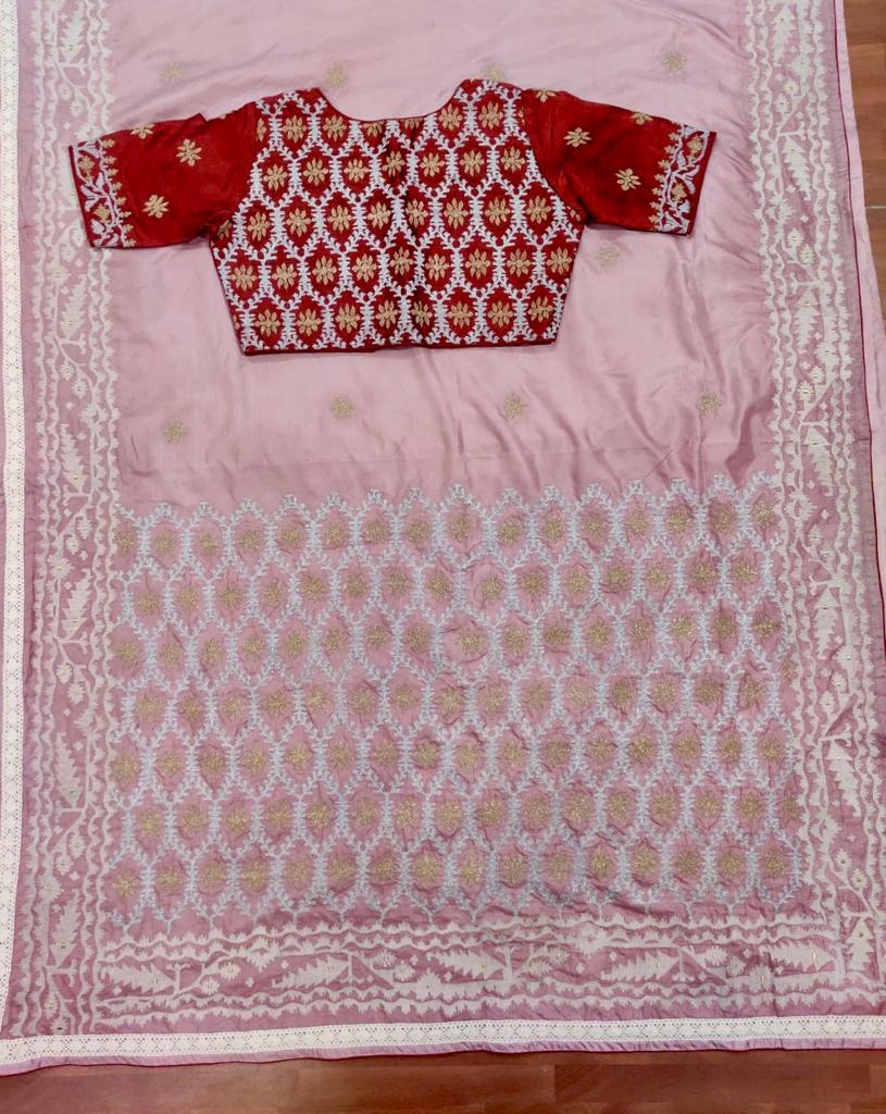 BLUSH PINK JAMDANI KAAJ (SAREE)