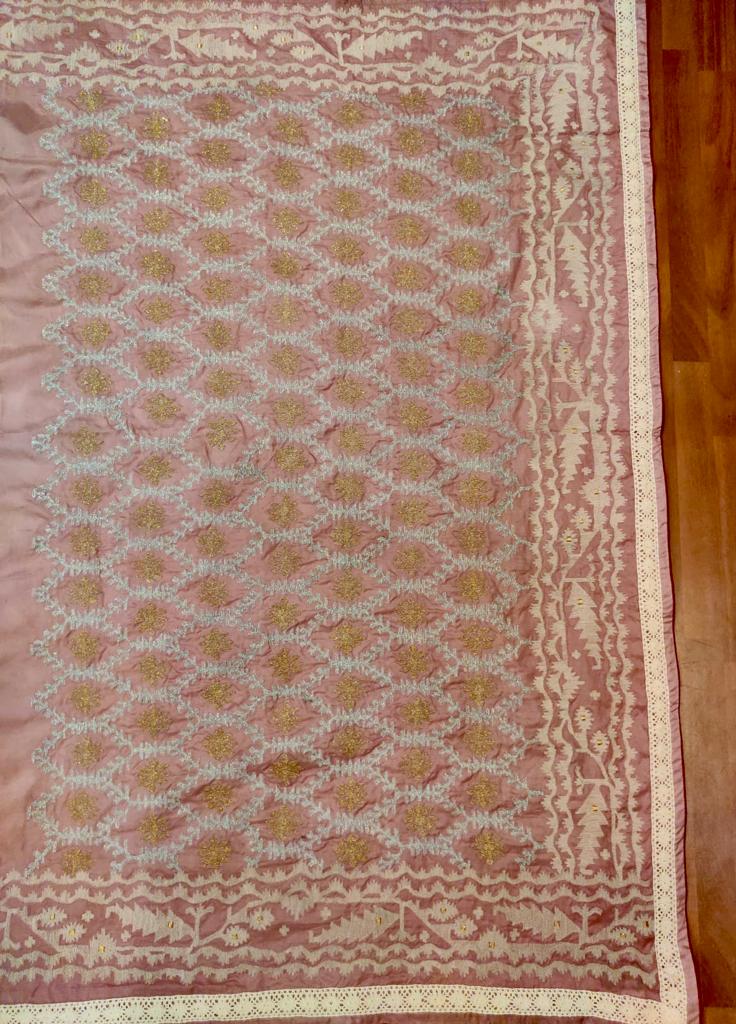 BLUSH PINK JAMDANI KAAJ (SAREE)