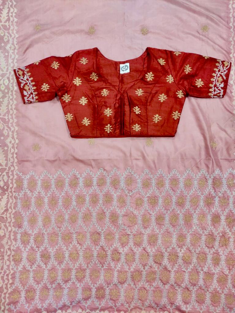 BLUSH PINK JAMDANI KAAJ (SAREE)