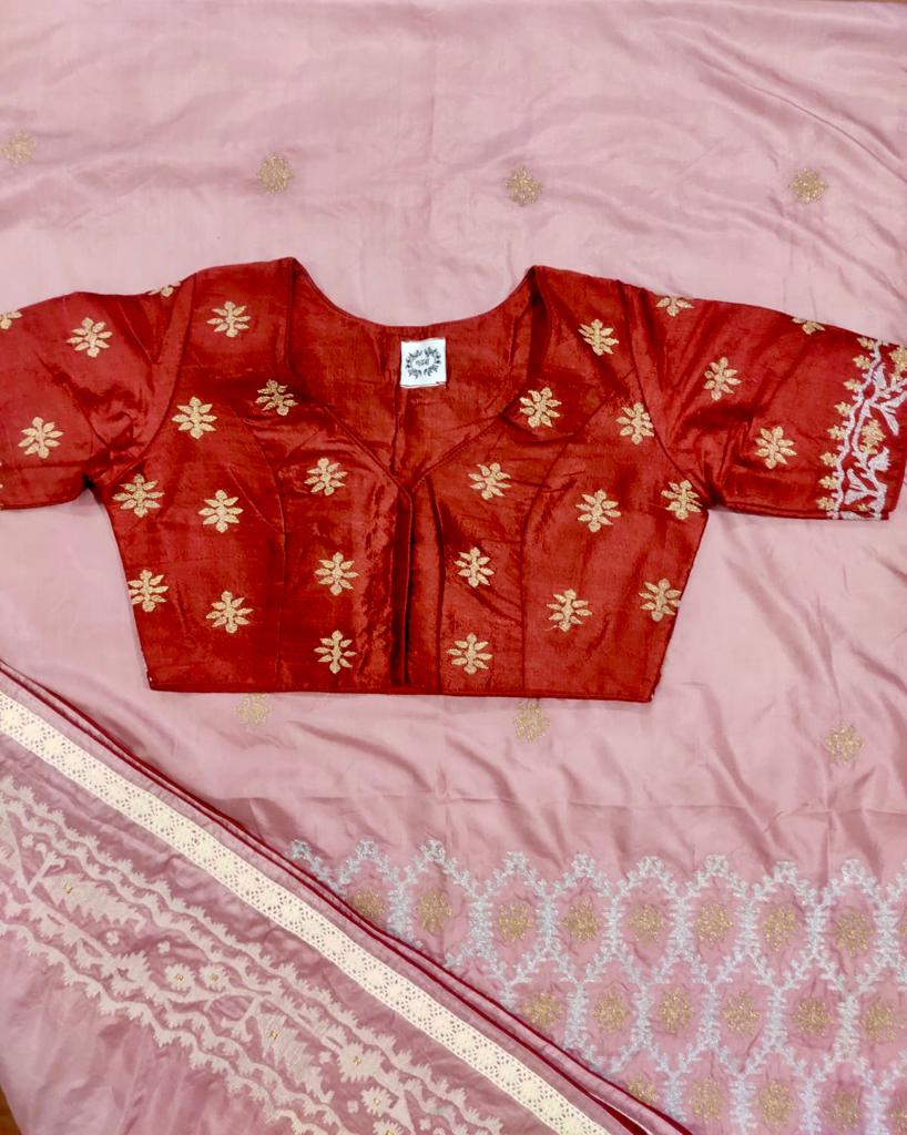 BLUSH PINK JAMDANI KAAJ (SAREE)