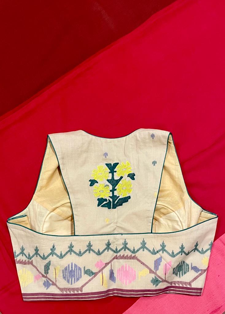 LEMON BUTTER JAMDANI RACER BACK BLOUSE