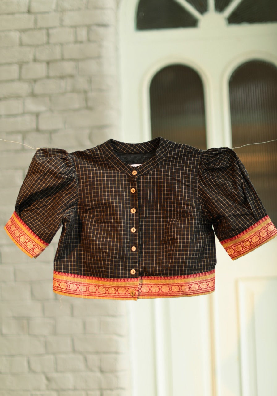 BLACK CHETTINAD CHECKS BLOUSE