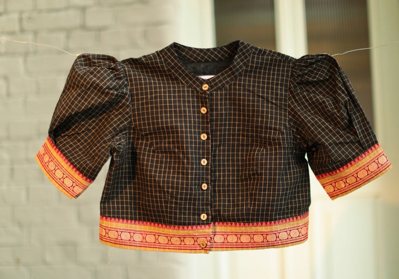BLACK CHETTINAD CHECKS BLOUSE