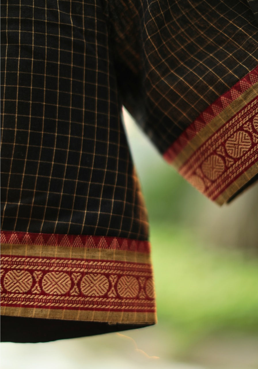 BLACK CHETTINAD CHECKS BLOUSE