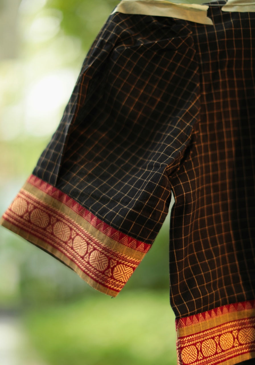 BLACK CHETTINAD CHECKS BLOUSE