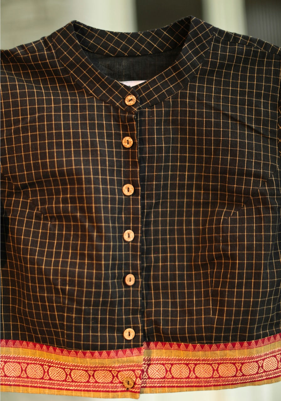 BLACK CHETTINAD CHECKS BLOUSE