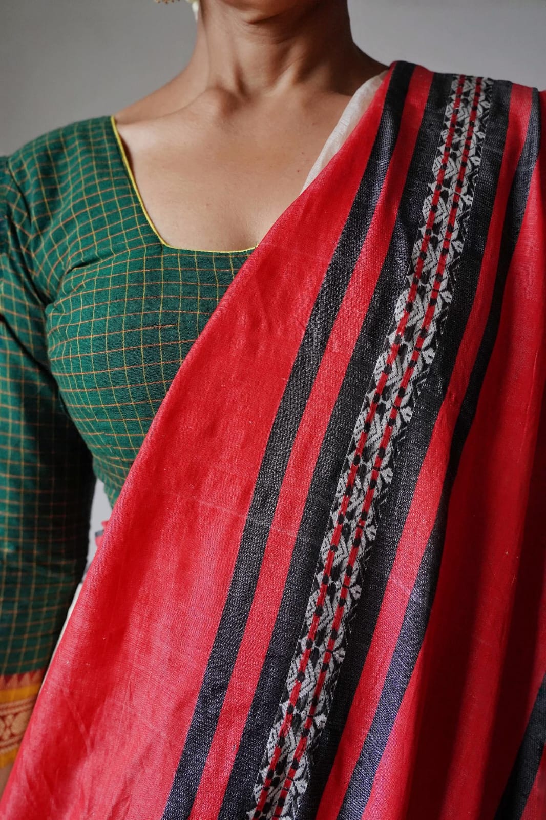 FOREST GREEN CHECKS BLOUSE