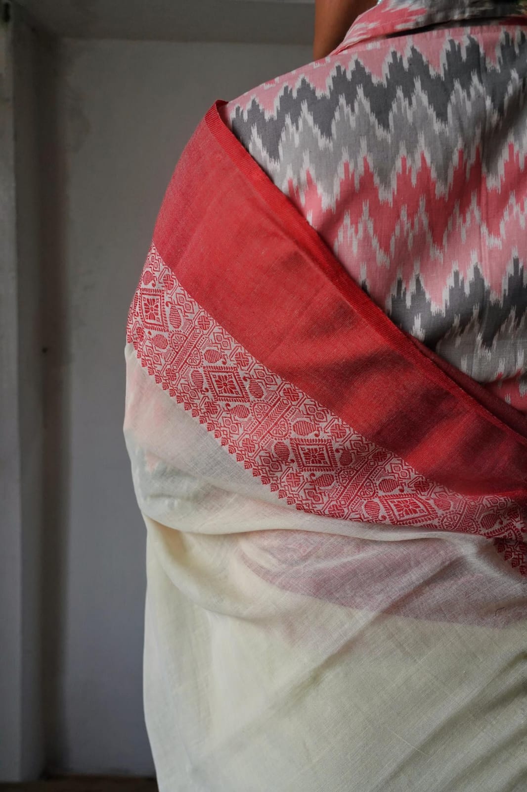 PINK CHEVRON IKKAT OVERLAP BLOUSE