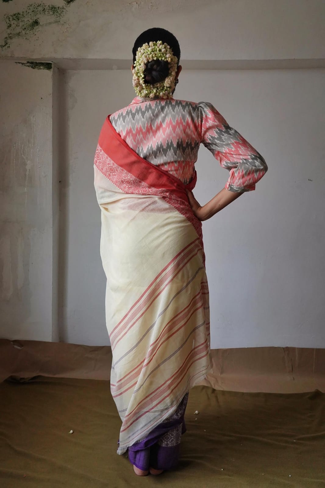 PINK CHEVRON IKKAT OVERLAP BLOUSE