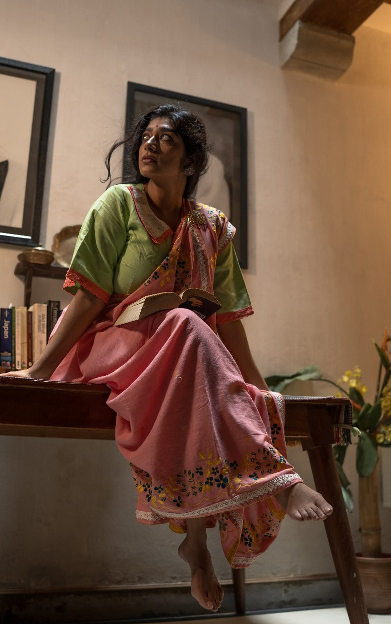 PEACH DAISY RUMAL SAREE