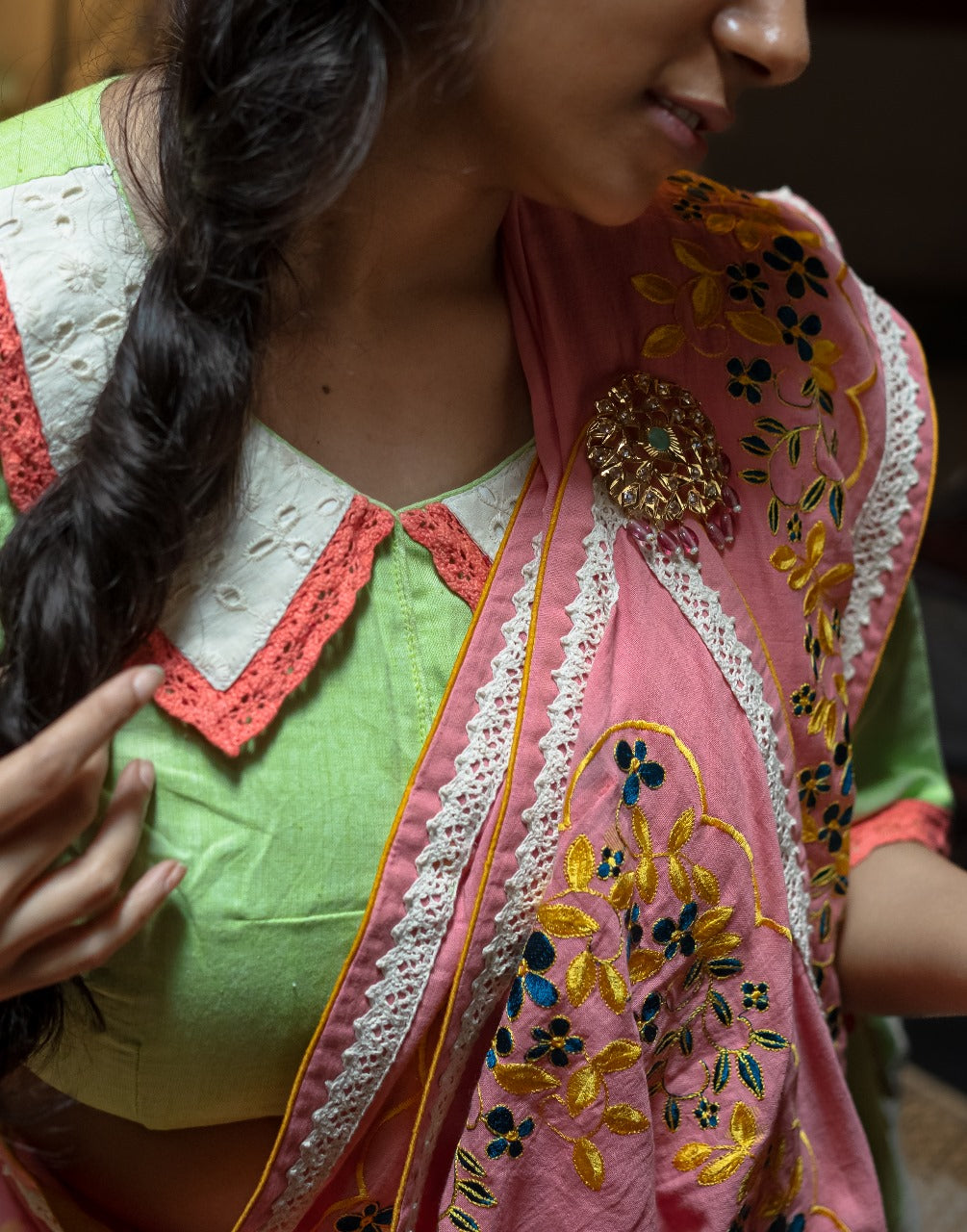 PEACH DAISY RUMAL SAREE
