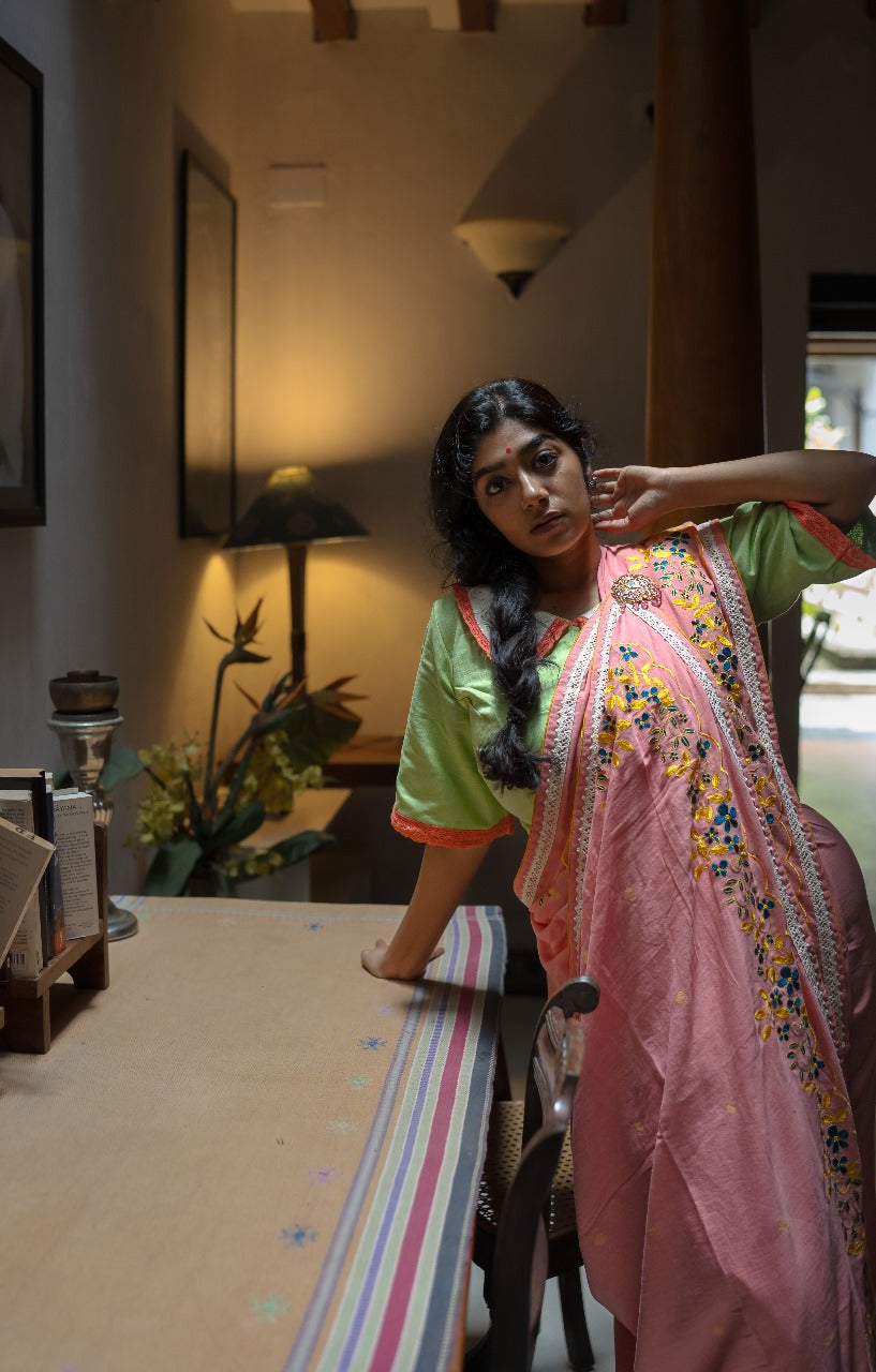 PEACH DAISY RUMAL SAREE