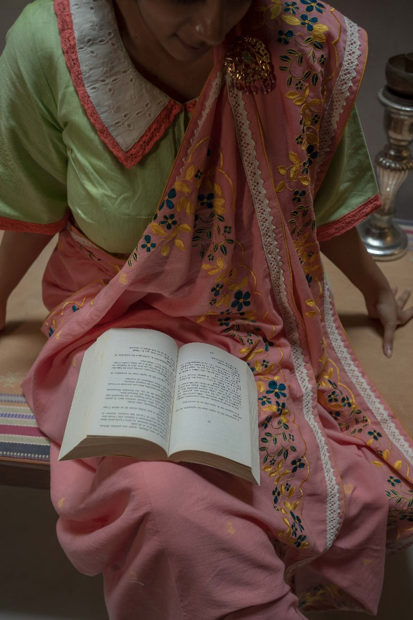 PEACH DAISY RUMAL SAREE