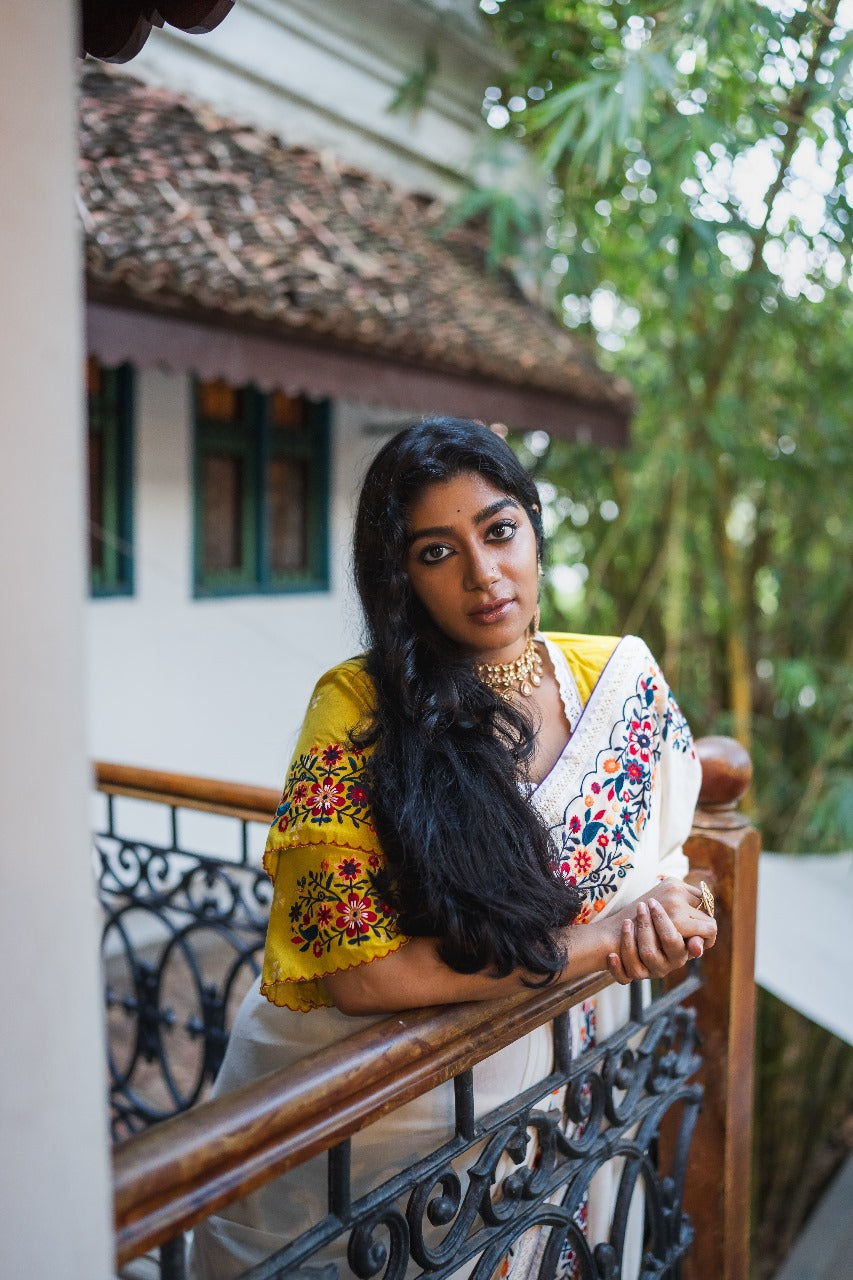 YELLOW VALLEY OF FLOWERS RUMAL BLOUSE