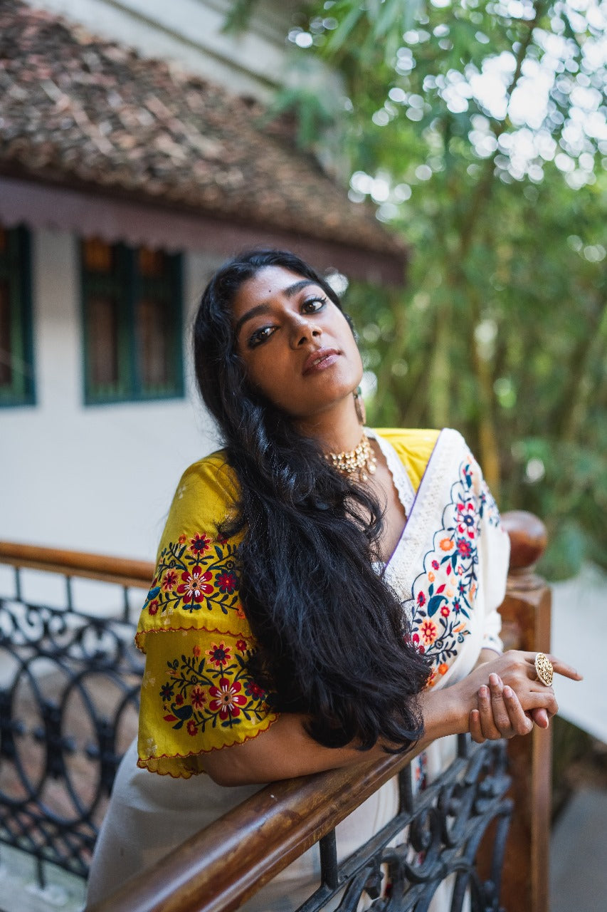 YELLOW VALLEY OF FLOWERS RUMAL BLOUSE