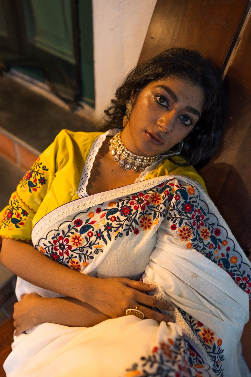 YELLOW VALLEY OF FLOWERS RUMAL BLOUSE