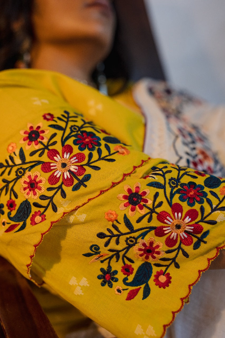 YELLOW VALLEY OF FLOWERS RUMAL BLOUSE