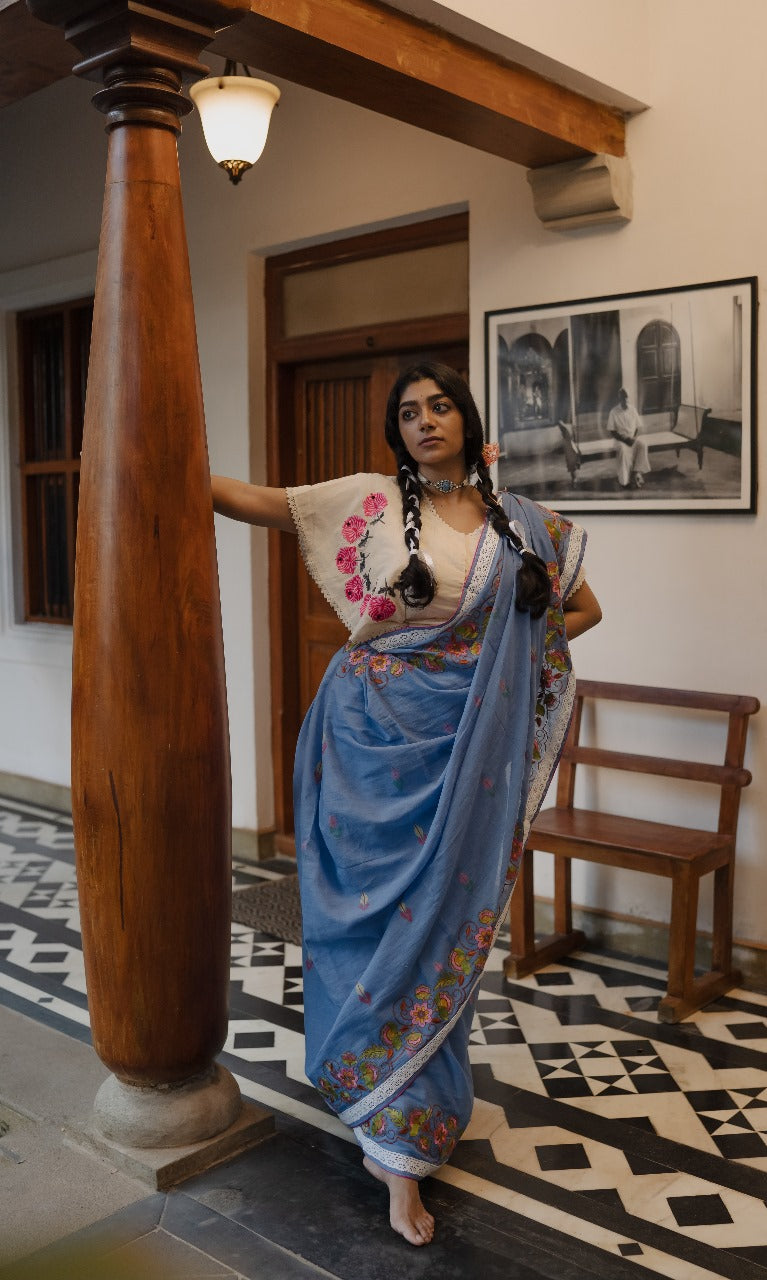 PINK PEONIES RUMAL SAREE