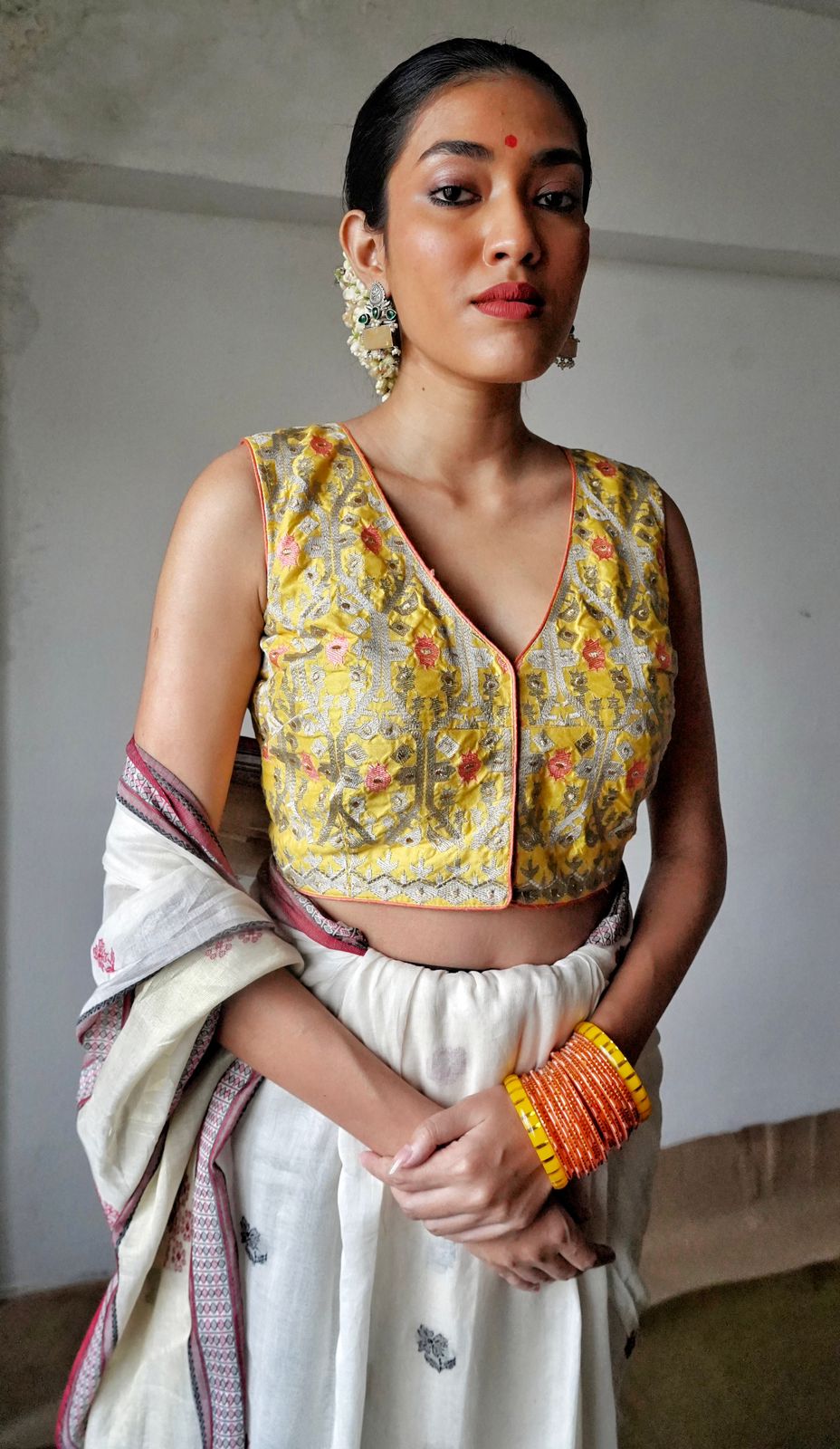 LEMON YELLOW DAALIM PHOOL (BLOUSE)